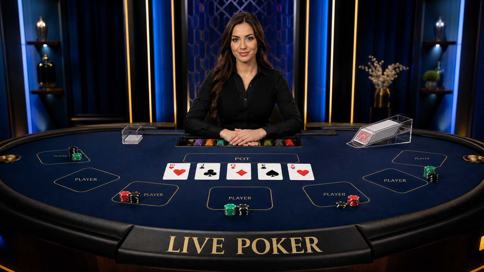 Live casino poker dealer